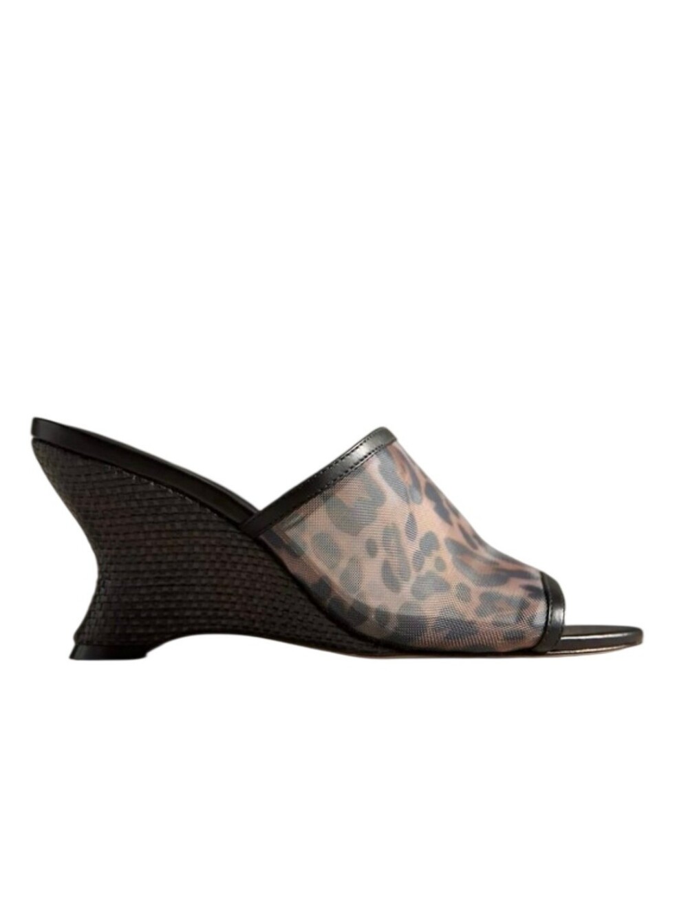 Anthropologie Maeve leopard print mesh mule wedge heels Size 7 - Picture 3 of 16
